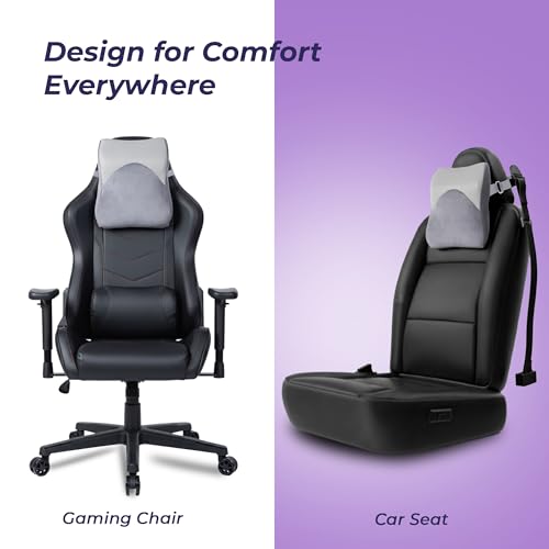 Image of Billebon Memory Foam Car Neck Pillow | Universal Headrest Cushion| Mesh Soft Fabric Hybrid| Adjustable Strap Buckle| Removable Cover| Orthopaedic Neck Support| Driving Comfort Pain Relief (Pack of 1)