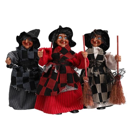 QOKLIYUI Poupée d'Halloween, balai d'horreur, image décorative, cadeau d'Halloween, image de...
