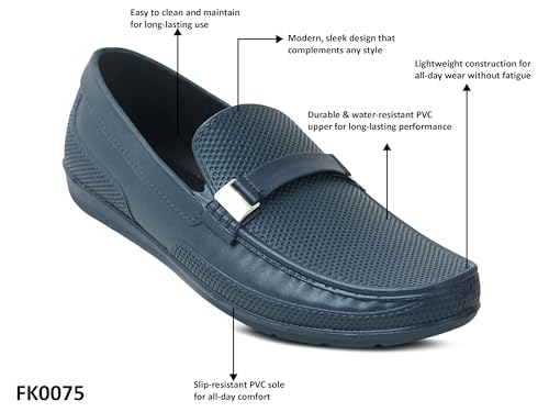 Image of AJANTA Men's Slip-on PVC Loafer | Waterproof & Rain Shoes| Slip Resistant Flexible Outsole | Lightweight Formal Moccasins for Office & Party
