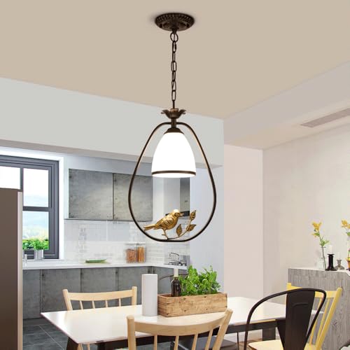 Lámpara colgante regulable de hierro y cristal para salón 6