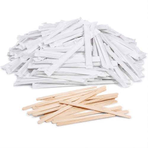 1000 Palette caffè Biodegradabili monouso in Legno imbustate singolarmente 90mm x 4mm, cucchiaini Igienicamente conservati usa e getta (bar o a casa cialde capsule) PLASTIC FREE | After Plastic