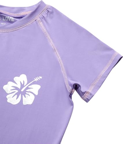 Real Love Toddler Girls Rash Guard - Quick Dry Sun Protection Swim Shirt Girls Short Sleeve Rash Guard Kids Swim Top (2T-16)4