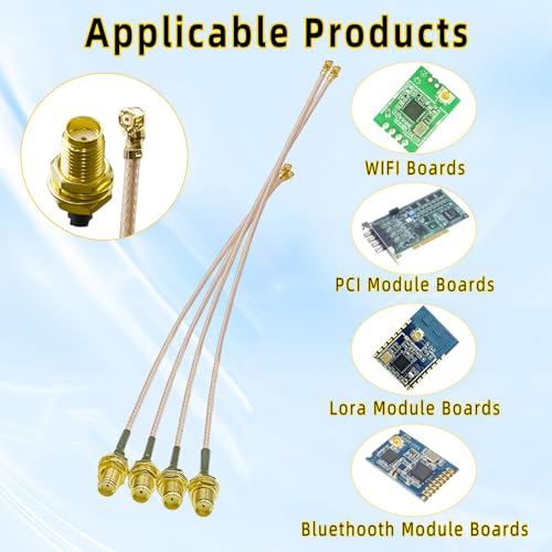 4PCS Cable RG178 UFL SMA Pigtail, SMA Hembra a U.FL MHF1 miniatura 4