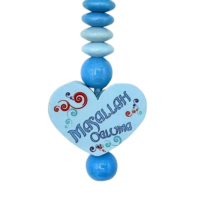 Set Nuckelkette + Kinderwagenkette mit Namen " M;ASALLAH OGLUMA " Babyblau Skyblau/Baby/Unisex/Personalisiert/HANDMADE