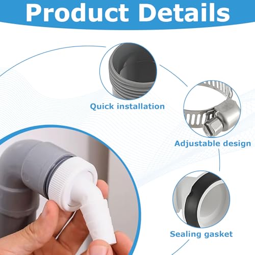 Waschmaschine Abfluss Adapter,Waschmaschinenanschluss,Waschmaschinenanschluss Adapter,Abfluss Waschmaschine,1 1/4 Zoll Waschmaschinenanschluss,Für Rohr Ø40 Mm, Eingang Ø18-24 Mm Mit Schlauchschelle