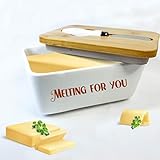Butter Container With Lid And Knife Butter Dish With Lid For Countertop White Butter Container...