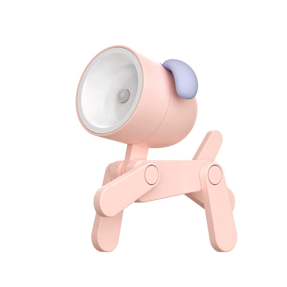 Cute Dog Night Light, Night Light Kids Lamp for Bedroom, Adjustable Angle LED Portable Dog Lamp, Battery Powered Nightlight for Home Office Dorm Room Decorations Children Christmas Gifts - Pink