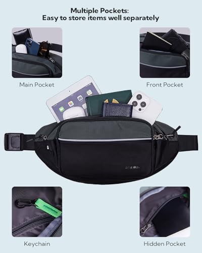 image for WATERFLY Fanny Pack Waist Bag: Large Waist Packs for Women Men Fashion