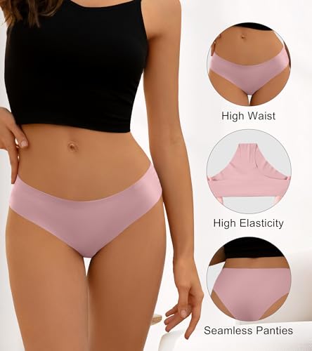 Image of DEANGELMON Seamless Underwear for Women No Show Bikini Panties Comfortable Stretch Invisible Ladies Hipster Briefs