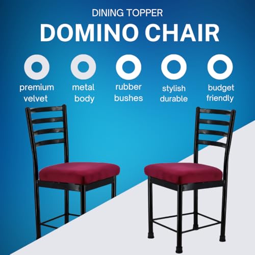Image of Zidle Asphalt pre Assembled Set of 2 Dining Visitor Velvet seat Cushion Chair for Living Room | Cafe | Home | Restaurant |Powder Coated Black Metal Legs Maroon Velvet seat