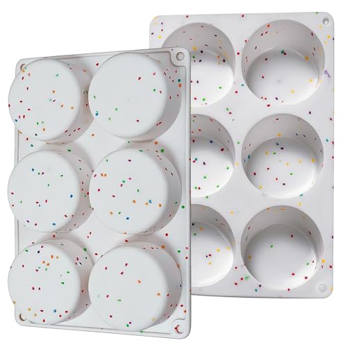 Silicone Egg Bite Molds, 2 Pack Silicone Egg Molds Frittata Pan, Deep 3 Inch Dash Egg Cups Sous Vide Egg Mold Round Rolls Molds for Egg Breakfast Sandwiches Omelets Dinner Rolls Baking - White