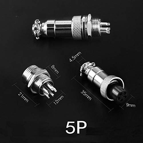 5 Paires Connecteur Aviation GX12 2 Broches | Mâle/Femelle | 12 Mm | Pour Électronique, CNC