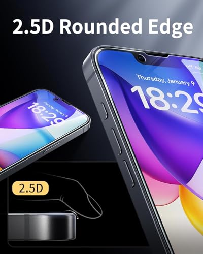 Image of Mr.Shield Align-X Screen Protector for iPhone 14 /13 /13 Pro /17e /16e | (2 Pack) Tempered Glass, 10H Hardness Guard, Military Grade Protection, Easy Install, Case-Friendly, Anti-Static