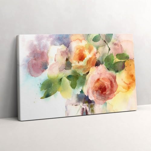 Tableau Photo sur Toile pour Décorer Petit Espace - Roses Aquarelle 30x20