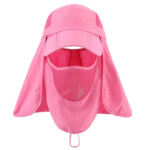 Image of Connectyle Men's Foldable Baseball Sun Cap with Removable Face Mask Neck Flap Cover UPF 50+ Sun Protection Fishing Hiking Hat