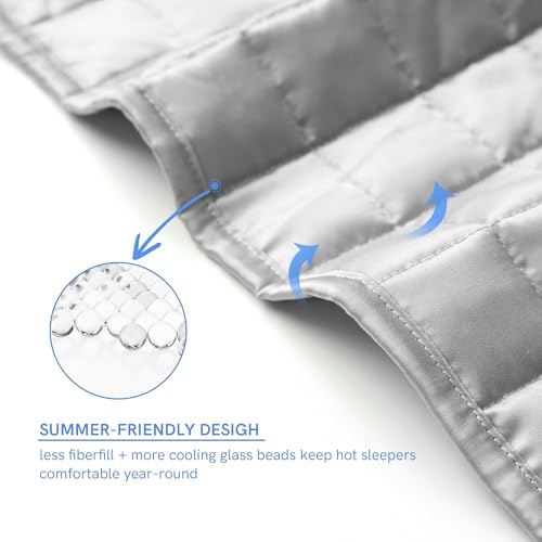 Image of YnM King Size Cooling Weighted Blanket for Adults (88x104 Inches, 25 Pounds, Light Grey), Perfect for Hot Sleepers with Cooling Rayon /Glass Beads, Heavy Bed Blanket for Couple on Queen or King Bed