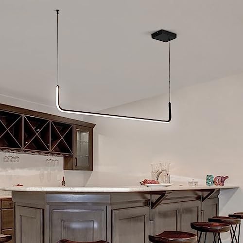 Lustre suspendu linéaire LED noir dimmable haut de gamme style moderne