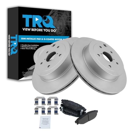 Image of TRQ Rear Brake Pad and Rotor Set Semi Metallic Coated Rotors Compatible with 2008-2014 Subaru Impreza