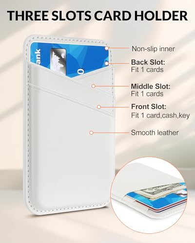 Senose Wallet Compatible for MagSafe, Magnetic Card Holder, White | Compatible for iPhone 17/16/15/14/13/12 Series, Ultra-Thin Magnetic Phone Wallet, 3 Independent Card Slot, Vegan Leather - image 2
