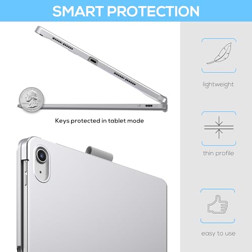 Image of typecase Touch iPad 11th 10th Generation Case with Keyboard (11 inch 2025, A16 & 10.9 inch 2022) - 360 Rotatable, 11-Color Backlit, Multi-Touch Trackpad, Pencil Holder, Thin & Light - Silver