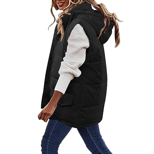 maisdgop Women's Winter Long Puffer Vest Casual Padded Sleeveless Coat Sleeveless Warm Jacket Fashion Outerwear with Pockets