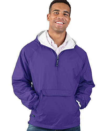 Image of Charles River Apparel Unisex Classic Solid Pullover, Water-Resistant Windbreaker with Flannel Lining