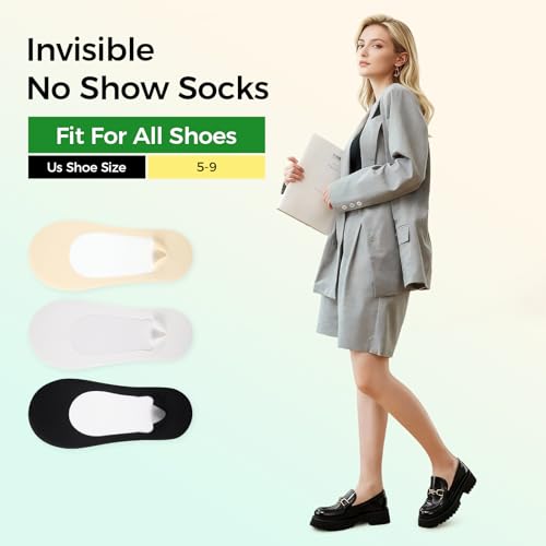 Image of Heatuff 7 Pairs No Show Socks Womens Cushioned Non Slip Low Cut Invisible Liner Footies Socks for Flats Loafers