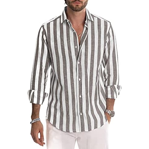 AUDATE Long Sleeve Striped Casual Shirt Cover