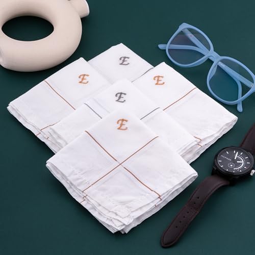 Image of CROSSLINE Men's Initial Monogram (A-Z) Embroidery 100% Pure Cotton Handkerchief | White Base With Colored Border | Handkerchiefs For Men Cotton Soft - (Pack of 5)