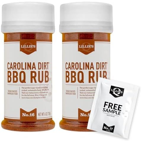 Lillie’s Q - Carolina Dirt BBQ Rub, Sugar-Based BBQ Rub, Traditional Carolina Barbeque Rub, Sweetened Blend of Southern Spices, Perfect Barbeque Seasoning for Ribs, Pork, & Fries (6 oz, 2-Pack) Cover