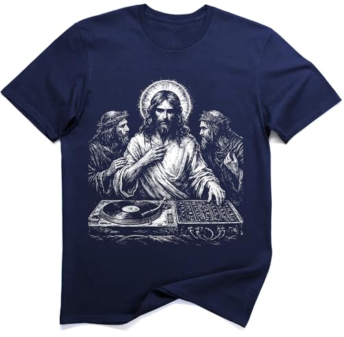 T-shirt DJ Jésus-Christ avec imprimé graphique original pour rave de nuit
