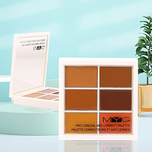 Professional 6 Color Correcting Concealer Palette, Cream Contouring Makeup Kit, Corrects Dark Circles Red Marks Scars,Longwear&Easy To Apply, Highlight And Contour, Light Mediumor Creamy Concealer For Mature Skin A2 Dark Skin #TOP6