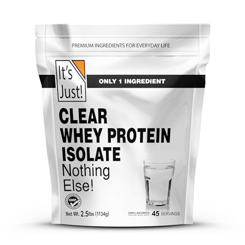 It's Just! - Clear Whey Isolate, WPI-90, Zero Carbs, Protein Powder, No Added Flavors, Heavy Metal Tested, Gluten Free, Non-GMO (2.5 Pound (Pack of 1), Unflavored)