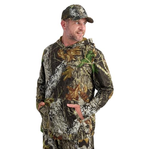 Nomad Mens EDC Lightweight Fleece Hoodie, Comfortable Camo Hunting Pullover for Everyday and Outdoor Wear, Mossy Oak New Breakup Camo, Large