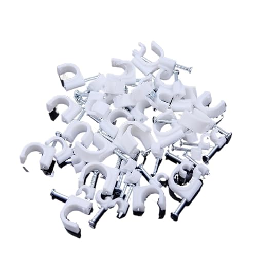Serre-câbles ronds blancs 12-25 mm avec clou de fixation murale