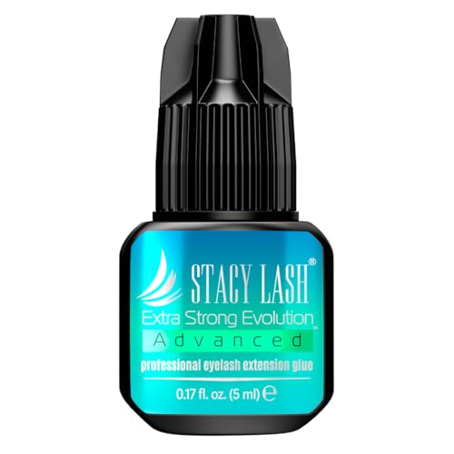 STACY LASH Extra Strong Evolution Advanced Eyelash Extension Glue (0.17fl.oz/5ml)/ 1Sec Dry /6Weeks Retention/Black Adhesive/Lash Tech Supplies