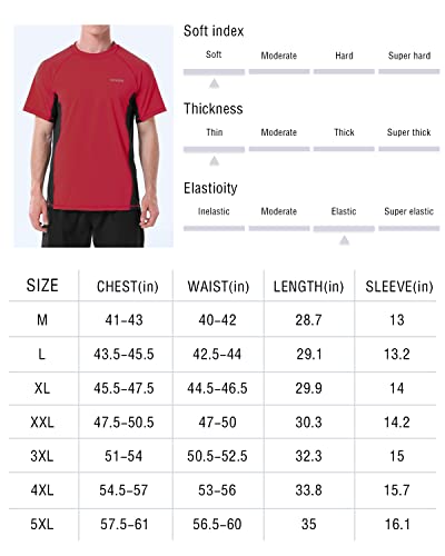 Vayager Mens Swim Rash Guard Shirts Short Sleeve Loose Fit Sun Protection Water Surfing Beach Fishing Shirts Upf 50+(Red-Black-4Xl) #TOP5