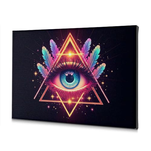 Toile décorative pyramide 30 x 40 cm tableau yeux mystiques