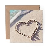 Enveloppe fournie 1 carte de vœux (insert photo) – Mignon cœur sable couple petite amie – Vierge anniversaire célébration anniversaire #8717