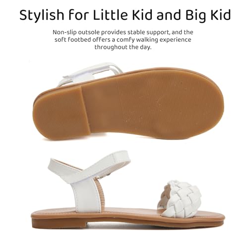 Charmivy Girls Sandals Braided Upper Flat Dress Sandals Round Open Toe Summer Shoes Little Kid/Big Kid3