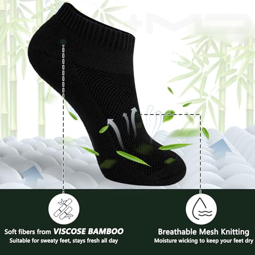 +MD No Show Socks for Women and Men, Viscose Bamboo Soft Athletic Running Moisture Wicking Short Casual Sports Socks 6 Pairs3
