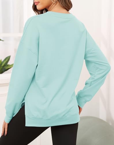 Smile Fish Women's Crewneck Sweatshirt Long Sleeve Side Split Tunic Tops Relaxed Fit Fall Shirts3