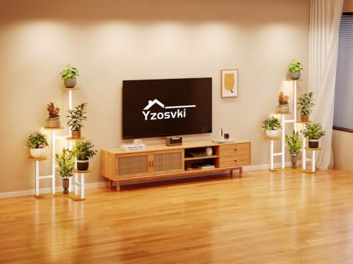 Image of Corner Plant Stand Indoor with Grow Lights 6 Tiered Corner Plant Shelf | Flower Stand for Multiple Plants, Plant Shelves Organizer Rack for Living Room, Balcony, Patio, Garden, White Oak