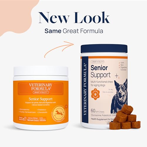 Veterinary Formula Smart Vitality Senior Support Dog Supplements 60ct – Senior Dog Vitamins to Help Promote Mobility, Hip & Joint, Immune Health – Dog Multivitamin with Glucosamine and Chondroitin