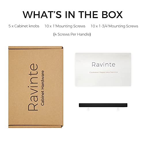 Image of Ravinte 5 Pack 6'' Square Cabinet Pulls Matte Black Stainless Steel Kitchen Drawer Pulls Cabinet Handles 6 inchLength, 3-3 /4 inch Hole Center