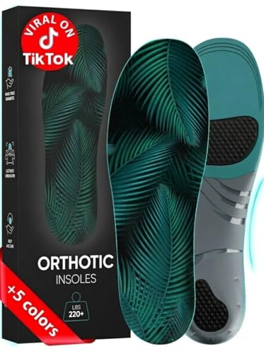 Image of CRUVHEAL 220+ lbs Plantar Fasciitis High Arch Support Insoles Men Women - Orthotic Shoe Inserts - Boot Work Shoe Insole (M, Aqua)