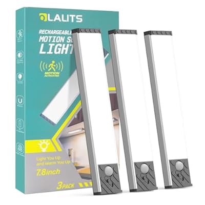 Under Cabinet Lighting, Motion Sensor Light Indoor, Rechargeable Closet Lights Battery Operated?Adjustable Brightness Under Cabinet Lights, LED Lights for Bedroom, Under Counter Lights for Kitchen