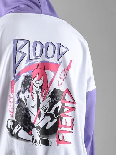 Image of ComicSense.xyz Unisex Chainsaw Man Anime Oversized Hoodie for Men and Women, Blood Fiend Printed Drop Shoulder Cosplay Anime Hoodies