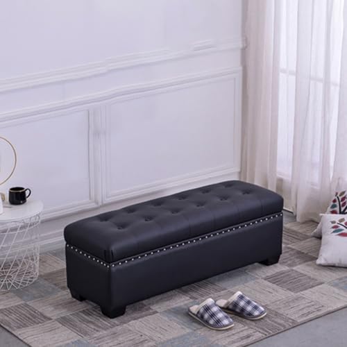 Banc de rangement coffre bout de lit en cuir capitonné