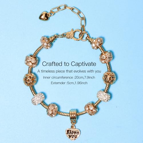 AICase Charm Bracelet for Women/Silver Plated Cuff Bangle Jewelry Gifts with Beads,Charms, and Adjustable Snake Chain Bracelet Birthday Jewelry Gift for Women Her MoM/Sister/Friends/Wife/Grandma2